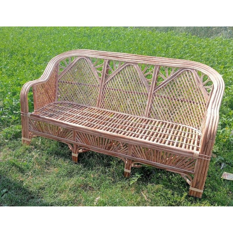 Elegant & Durable Bamboo Cane Sofa Set for Living Room, Lawn, Balcony & Resort ((1 sofa +2 chair)
