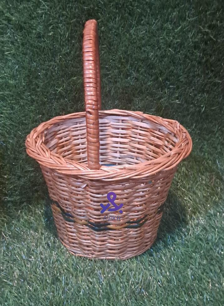 Cane Basket for Pooja, Flower, Mandir, Ladoo Gopal with Handle