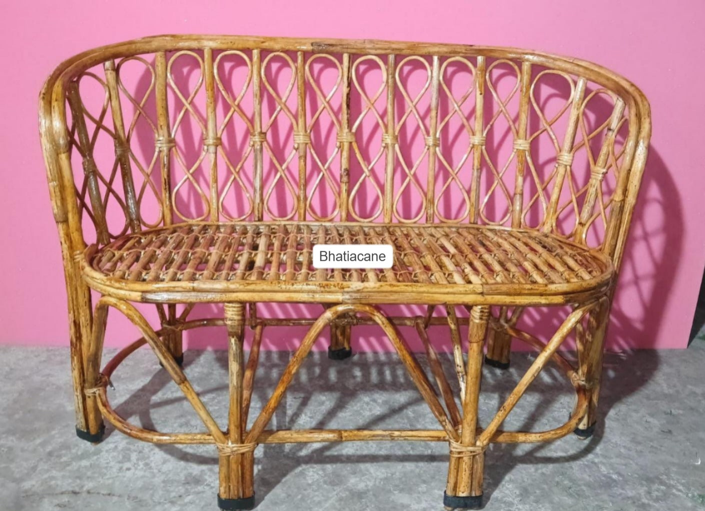 Durable Cane Two-Seater Sofa – Perfect for Homes, Living Rooms, Studios, Cafes, Resorts, Hotels, and Balconies