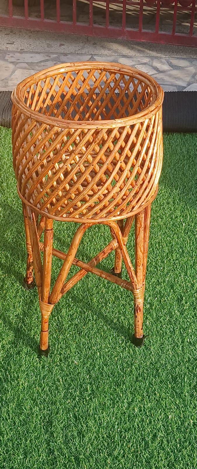 Bamboo Cane Planter Stand – Set of 2 Flower Pot Stands for Indoor & Outdoor Use