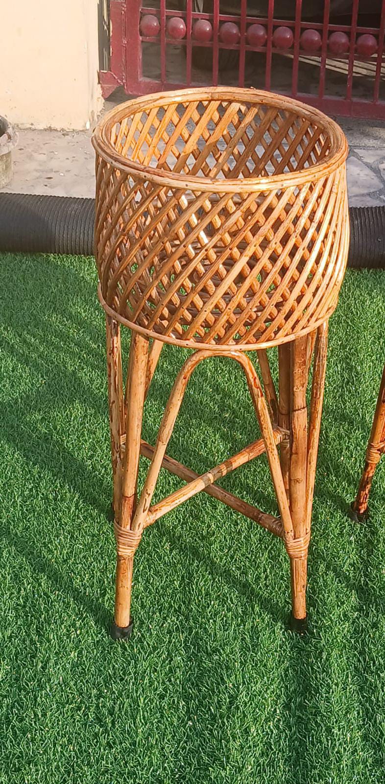 Bamboo Cane Planter Stand – Set of 2 Flower Pot Stands for Indoor & Outdoor Use