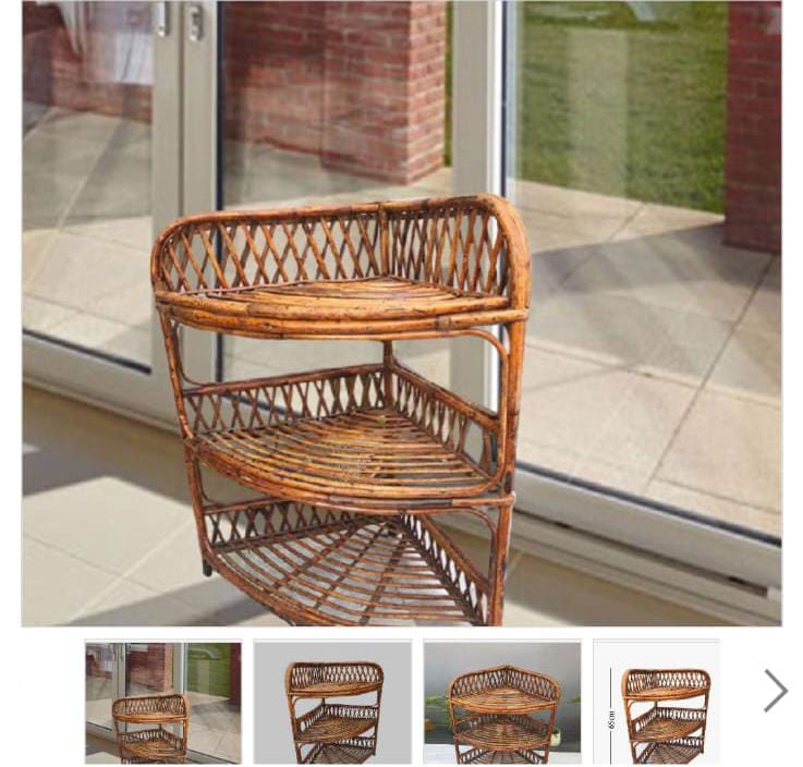 Cane Corner Rack | 3-Shelf Multipurpose Storage for Books, Plants & Home Décor