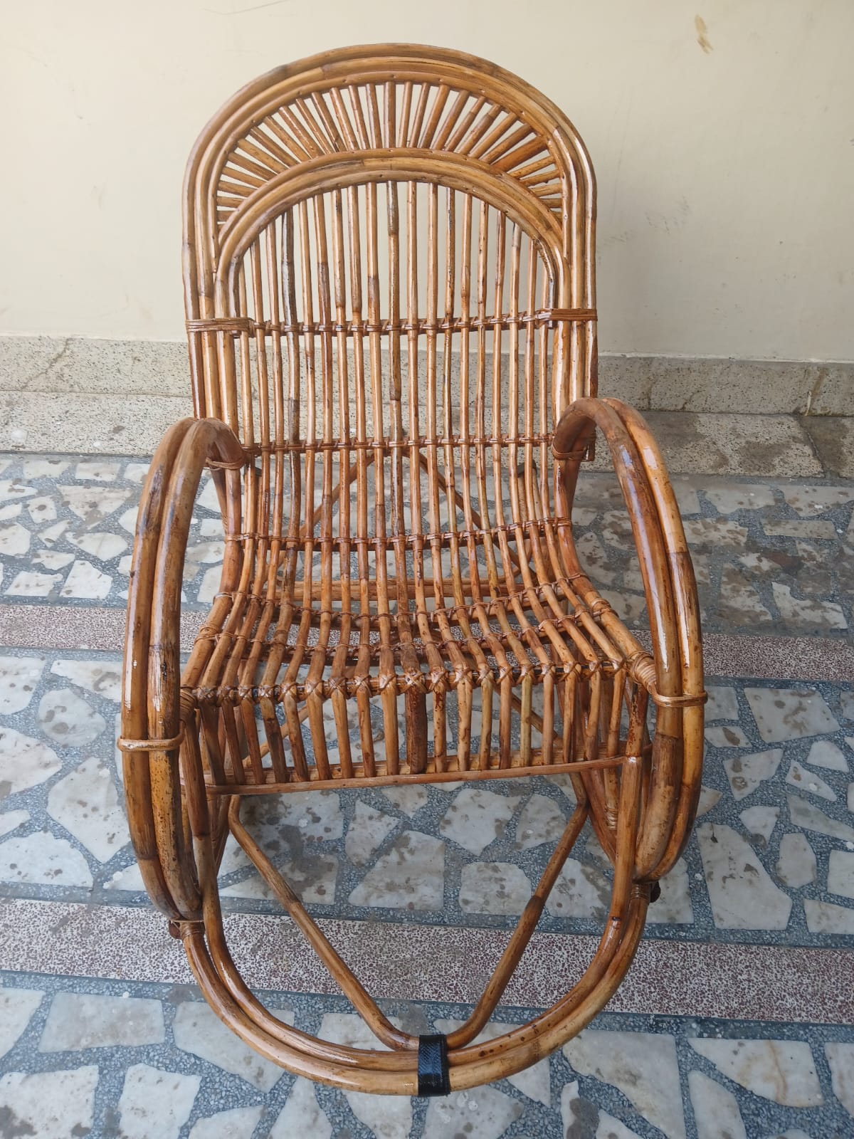 Bamboo Cane Rocking Chair with Cushion – Comfortable & Stylish Seating for Adults