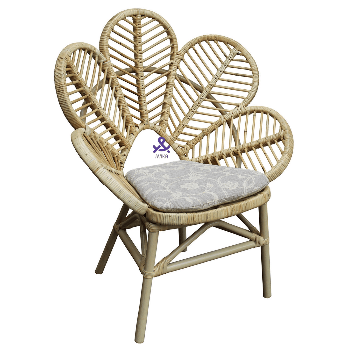 Cane Flower Chair with Cushion - Perfect for Living Room, Events, Lawn, Restaurant, Studio, and Cafe