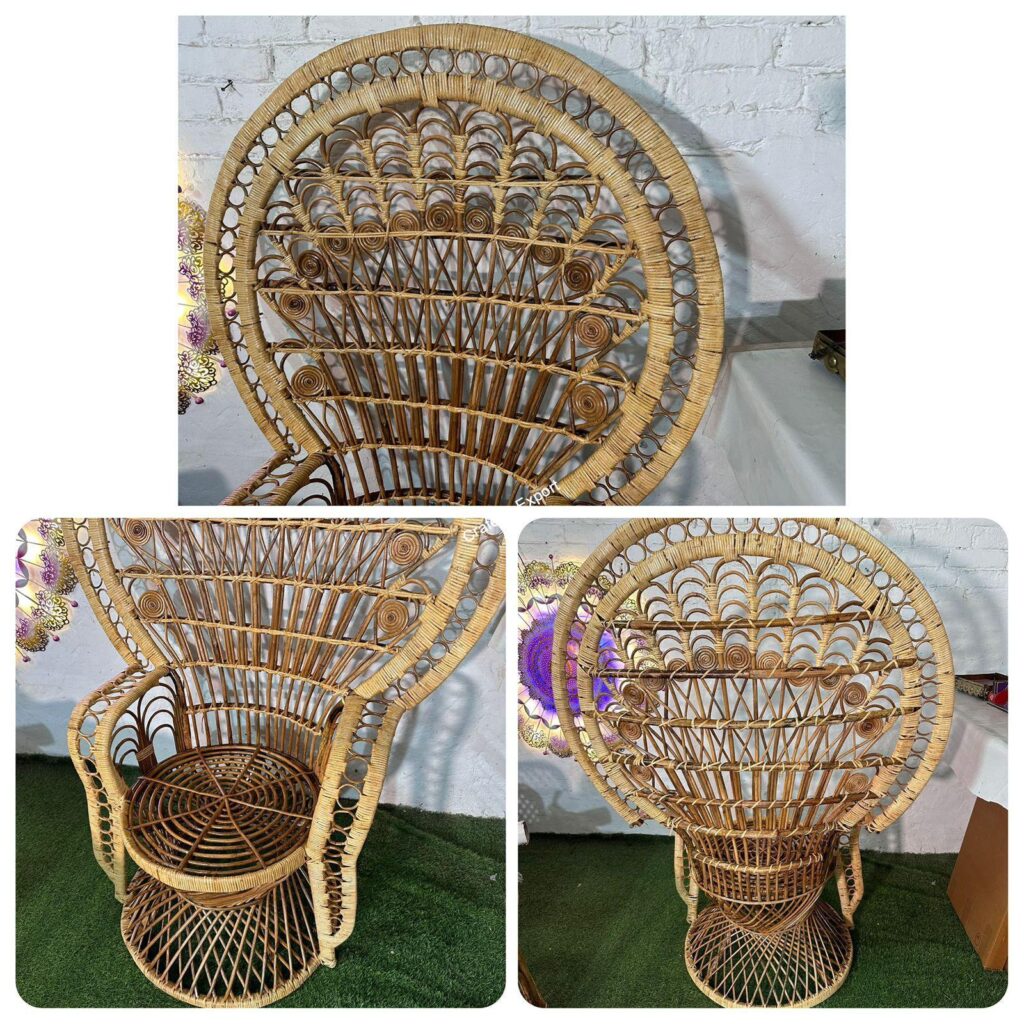 Bamboo Cane Peacock Chair - Perfect Event Seating for Weddings, Haldi Ceremonies, Hotels & Banquet Halls