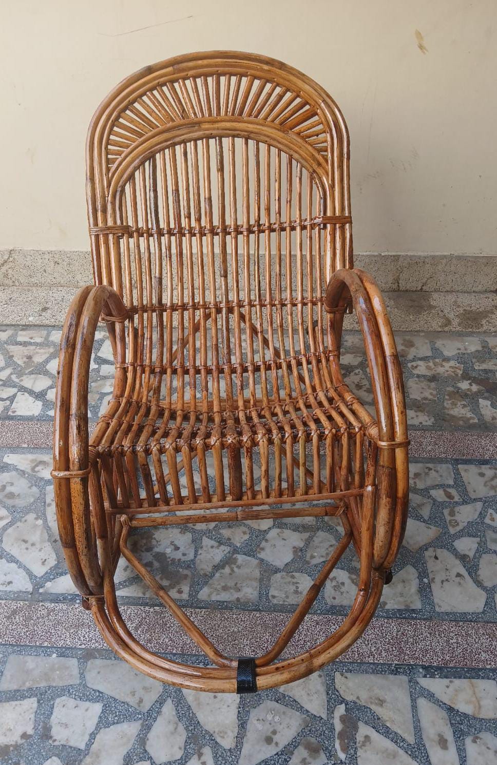 Bamboo Cane Rocking Chair with Cushion – Comfortable & Stylish Seating for Adults