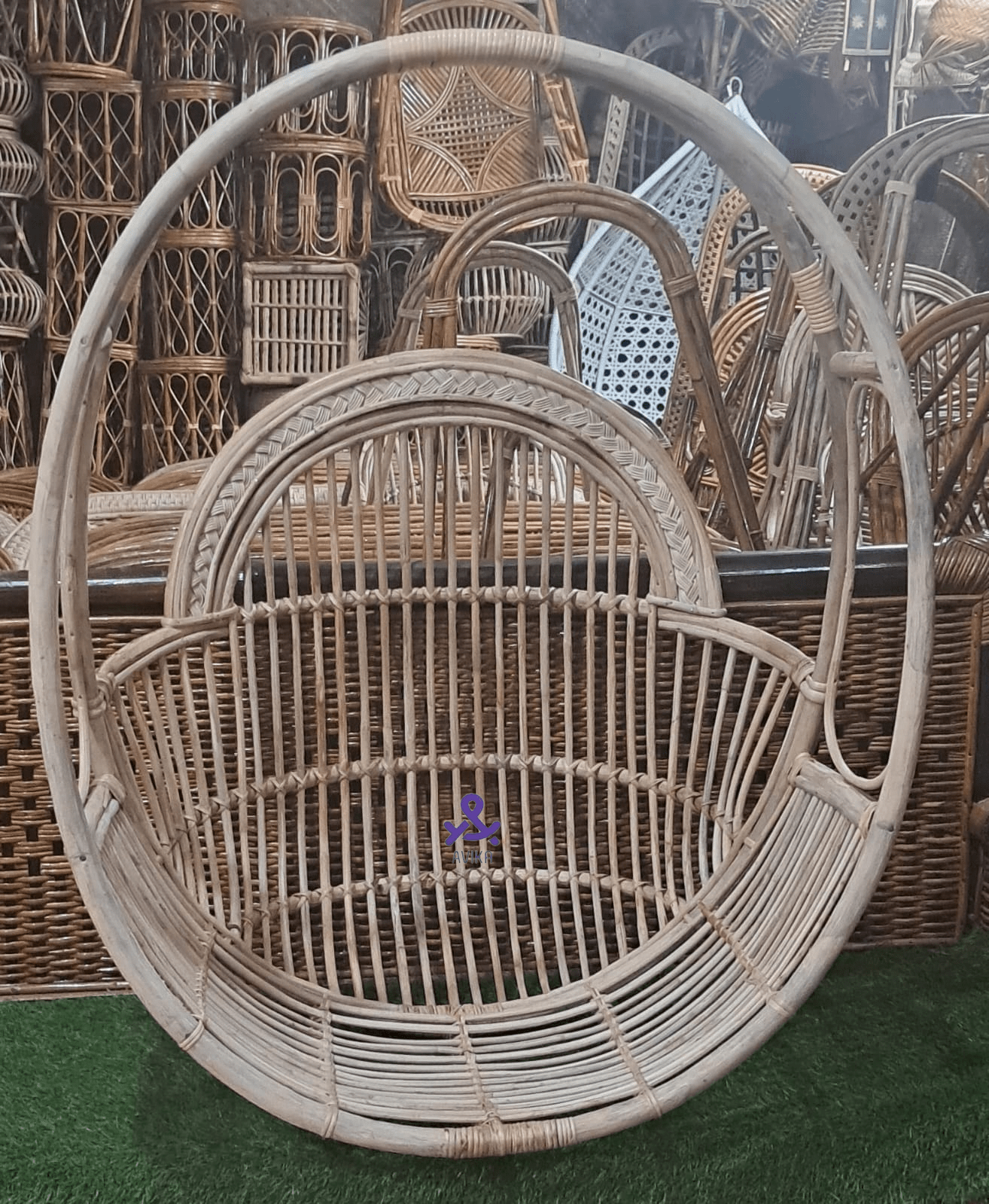 Cane Swing Hanging Chair, Jhula for All Ages – Kids & Adults (with Chain and Cushion)