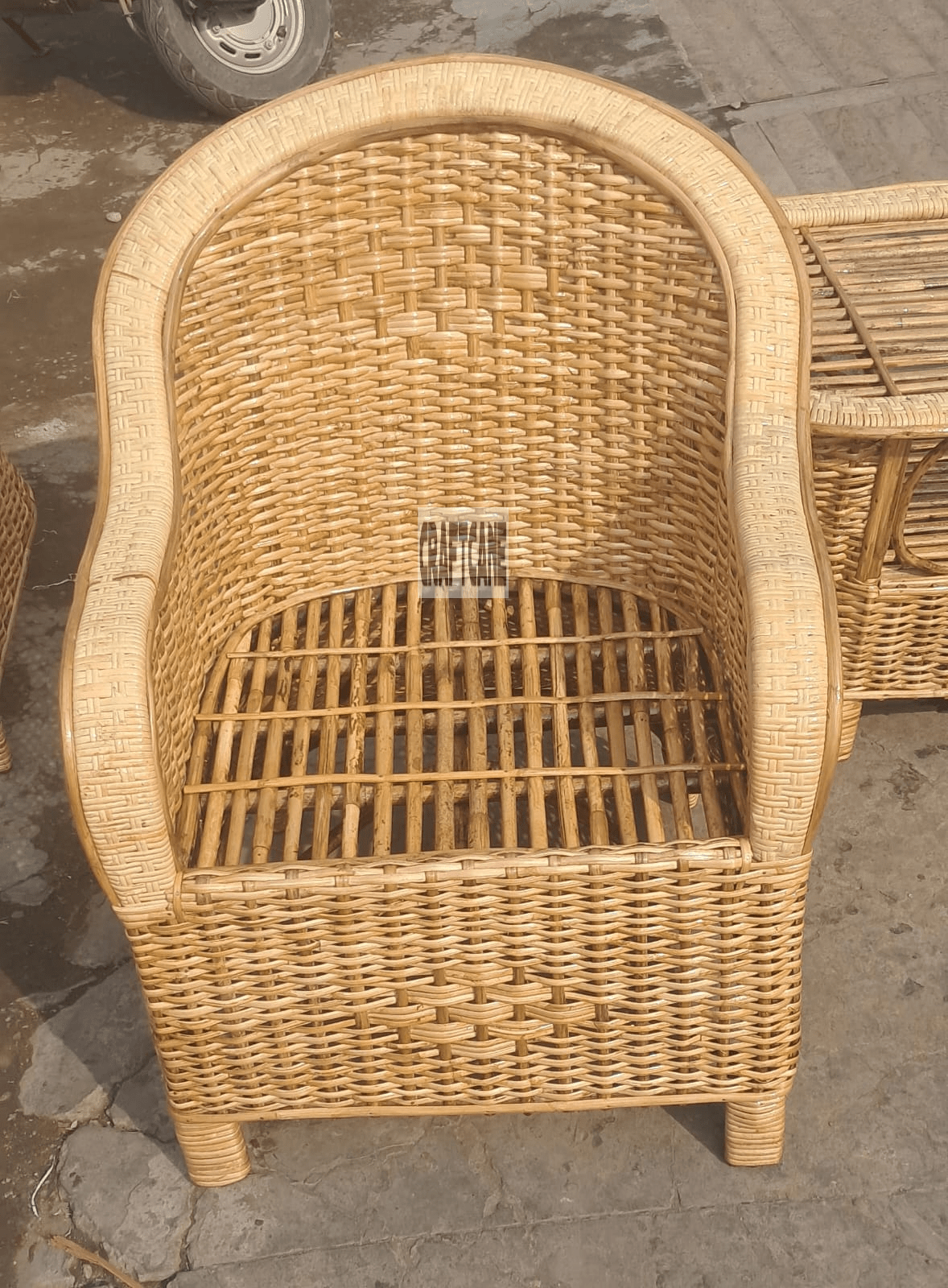 Cane Sofa Set with Table for Home, Living Room, Office, Garden, Resort with Cushion (weaving)