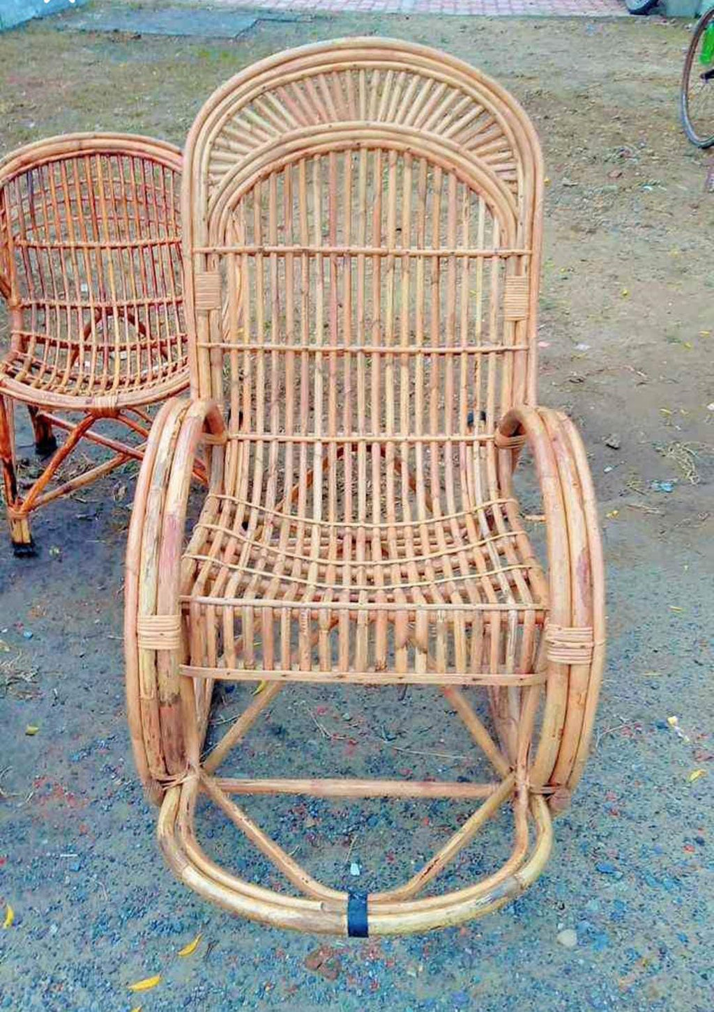 Bamboo Cane Rocking Chair with Cushion – Comfortable & Stylish Seating for Adults