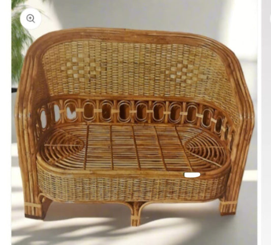Bamboo Cane Two-Seater Sofa with Cushions – Perfect for Home, Living Room, Garden, Balcony & More