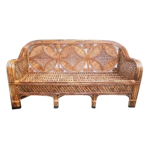 Cane 3 Seater Sofa, Couch for Home, Living Room, Outdoor, Indoor with Cushion