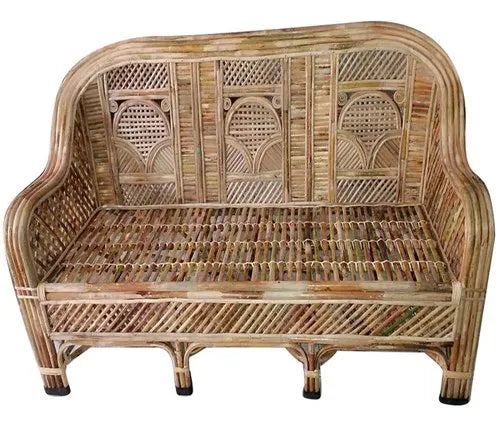 Cane Sofa Cum Couch with Cushion for Living Room - 3 Seater Sofa