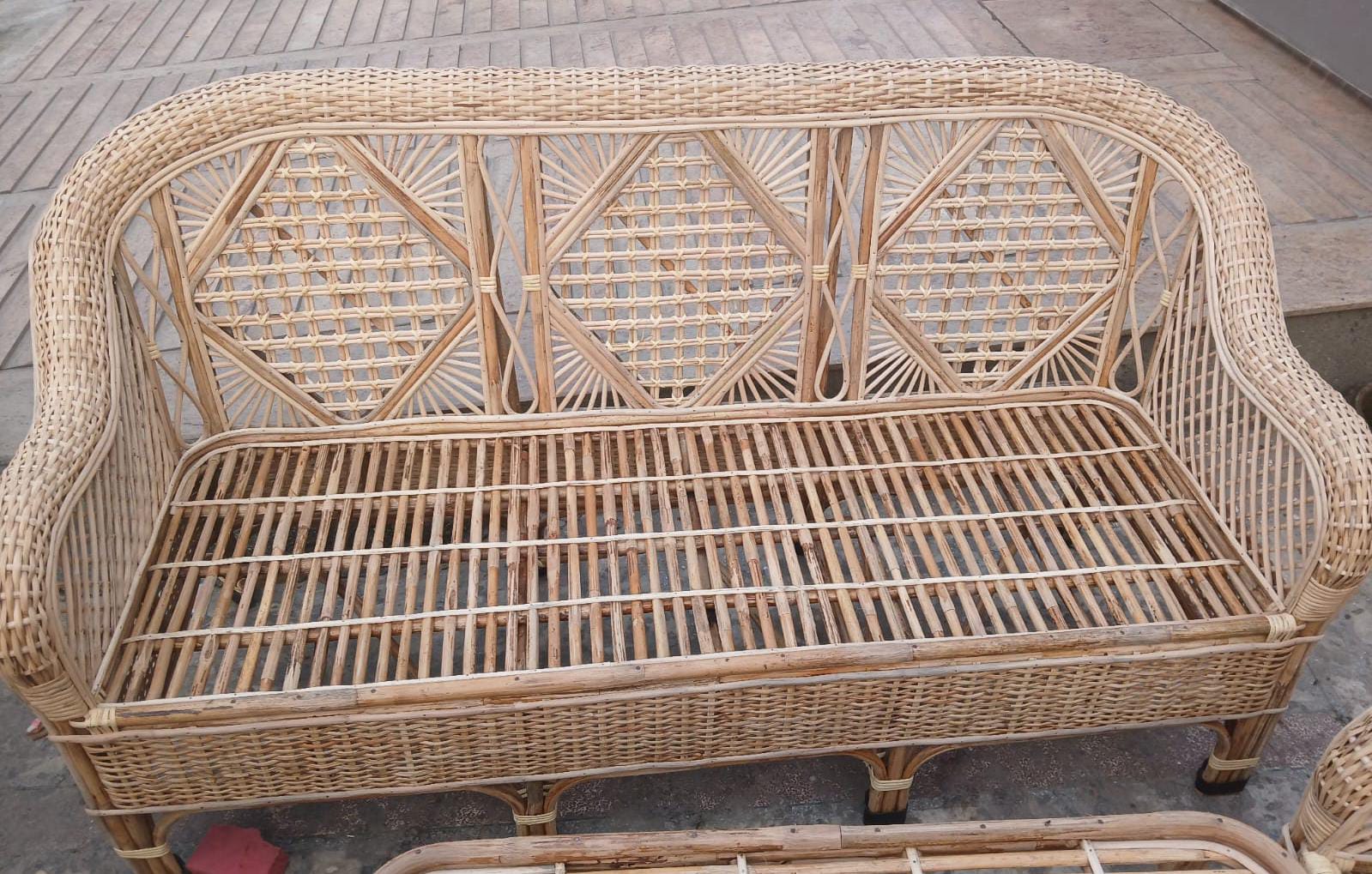 Cane Sofa Set With Table For Home, Office, Living Room, Balcony, Garden, Indoor-outdoor (Patang Weaving)