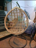 Cane Rattan Swing Chair for Indoor, Outdoor, Home, Patio, Yard, Balcony and Garden | Single Seater Rattan Swing Hanging Jhula Without Iron Stand | Size - Large