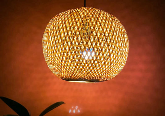 Handmade Bamboo Hanging Lamp Shade|Ceiling Lamp Shade | Rattan Lamp Shade | Bamboo Pendant Lamp Shade | Perfect For Living Room/Home/Hotel/Cafe/Restaurant