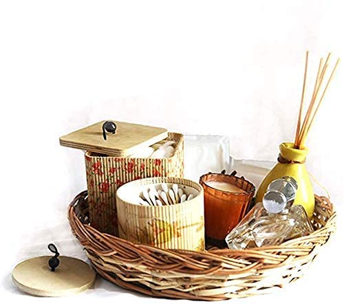 Multipurpose Bamboo Cane Basket Round Shape  9inch, Brown pack of 4