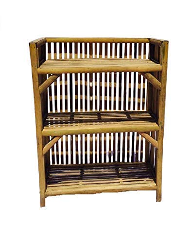 Bamboo Cane Books & Shoes Rack - Small, Brown