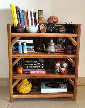 Bamboo Cane Books and Shoes Rack (Brown, 63x30x67 cm)