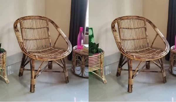 Bamboo Cane Rattan Prince Chair for Home, Office, Garden & Balcony with Table (Set of 4 with table)