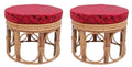 Bamboo Cane Small Round Stool with Cushion Use for Siting (Size-28x33cm) Stool (Small)