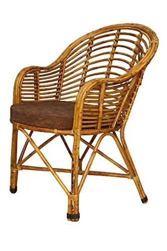 Cane (Rattan) Chair with Cushion | Handcrafted Indoor & Outdoor Lawn Chair | Eco-Friendly & Durable Seating