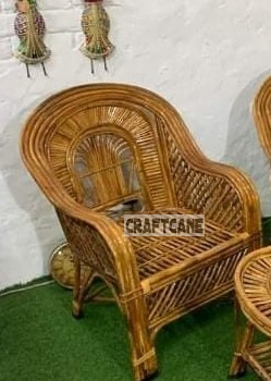 Cane Sofa Set with Table for Home, Living Room, Office, Garden, Resort with Cushion(raj)