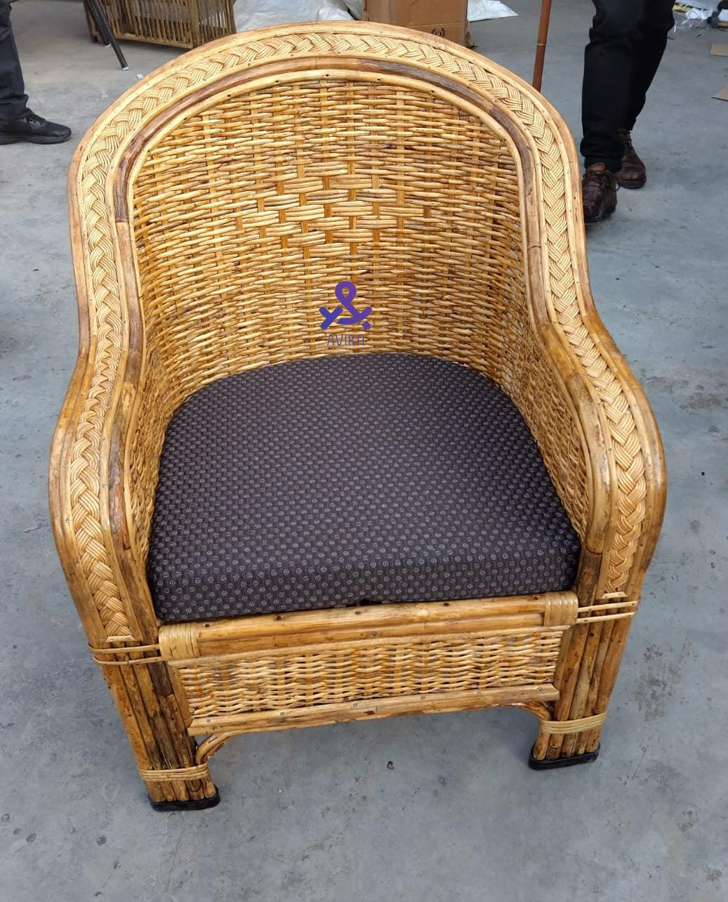 Bamboo Cane Sofa Chair For Terrace,Living Room, Cafe, Pubs, Bars, Restaurants,Lawn, Cafeteria with Cushion