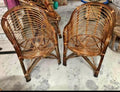 Cane Lawn Chair, Cafe, Restaurant, Balcony, Living Room Chair with Cushion (Pack of 2)