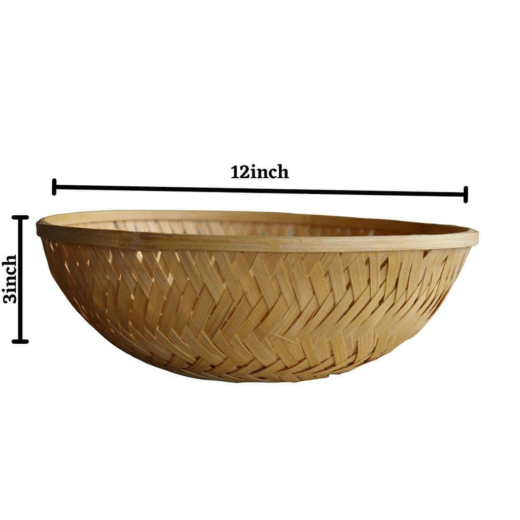 Bamboo Basket for Home, Kitchen,Vegetable Basket, Fruit Basket, Flower Basket, Roti Storing,Wedding And Festival Gift Packaging,Hotel room basket (Pack of 5)