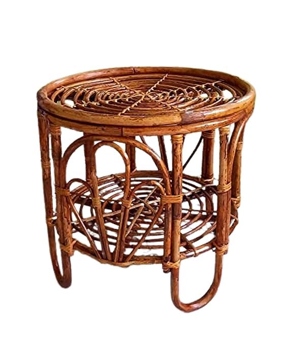 Cane Round Side Table, Coffee Table for Home, Office