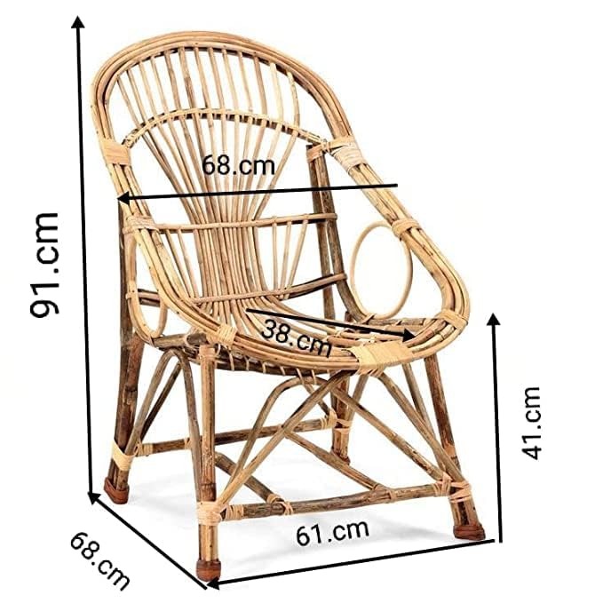 Bamboo Cane Chair, Kursi for Living Rooms, Lawn, Garden,Porch,Bedrooms, Outdoor (Set of 2 with table)
