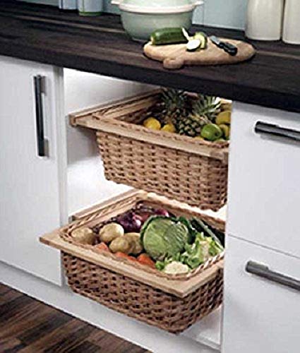 Bamboo Cane Basket For Modular Kitchen | Food Storage Basket, Basket For Onion, Potato, Food Storage Basket - 16x8x20 Inch