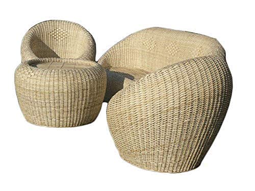 Cane Apple Bamboo Five Seater Sofa Set with Table and Cushion