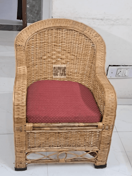 Cane Bamboo Wooden Chair for Lawn Chair, Arm Chair, Room Chair, Indoor Outdoor with Cushion