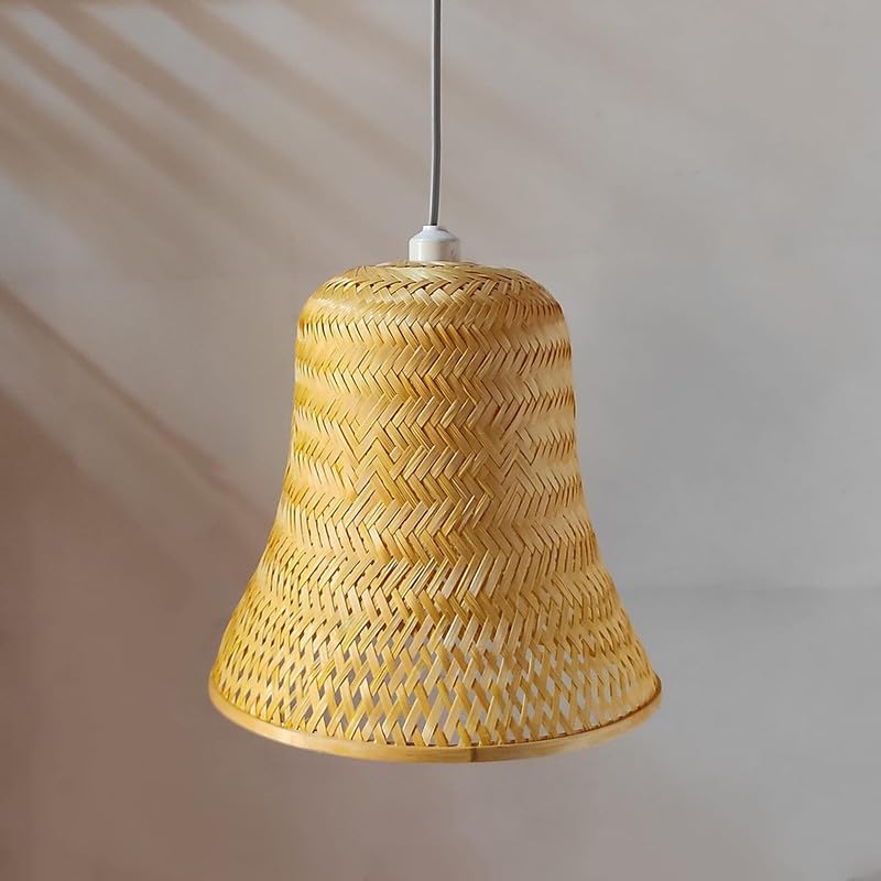 Bamboo Hanging Lamp Shade indoor Outdoor Lighting for Resort, Hotels, Cafe, restaurent, Home (Pack of 2)
