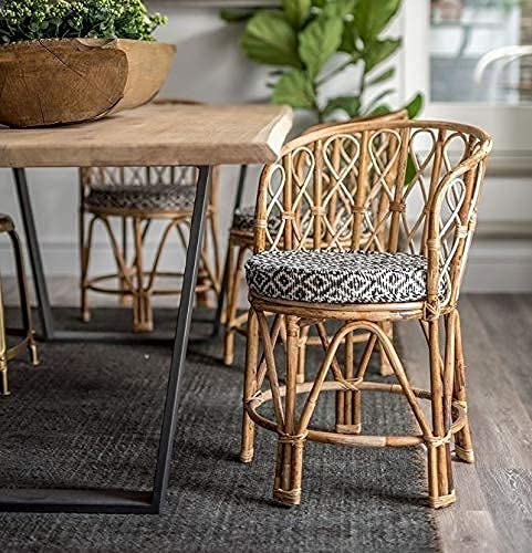 Cane (Rattan, Bait) Chair with Cushion, Room Chair, Balcony Chair