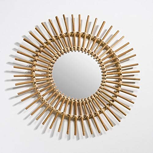 Cane Round Shape Mirror for Wall Mount
