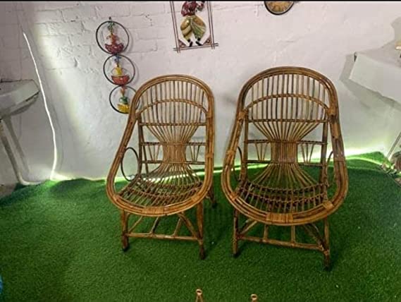 Bamboo Cane Queen Chair for Home, Office, Garden & Balcony with Table (Set of 2 with table)