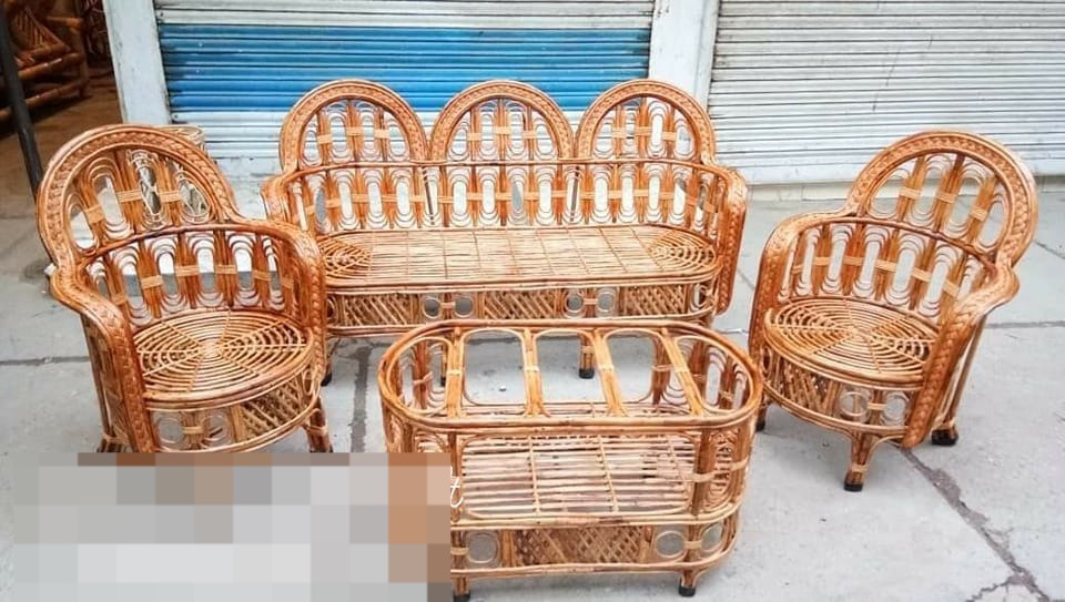 Cane Sofa Set with Table - Furniture for Home