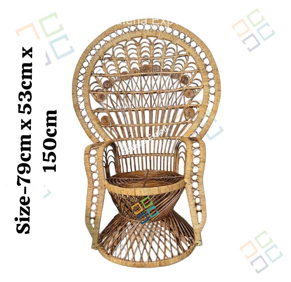 Bamboo Cane Peacock Chair - Perfect Event Seating for Weddings, Haldi Ceremonies, Hotels & Banquet Halls