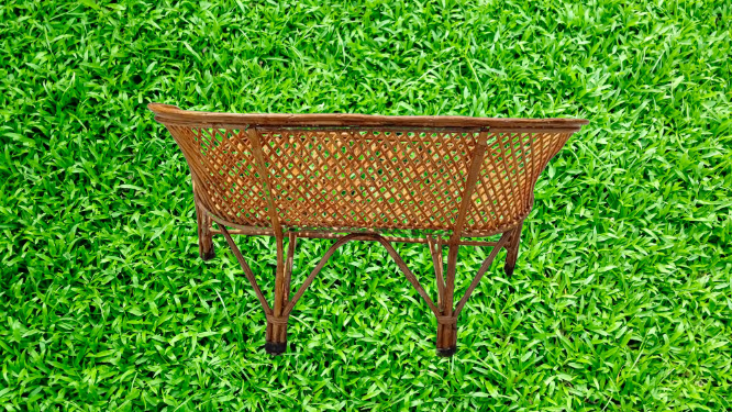Cane Two Seater Sofa | Sofa Cum Couch with Cushion for Home, Living Room, Studio