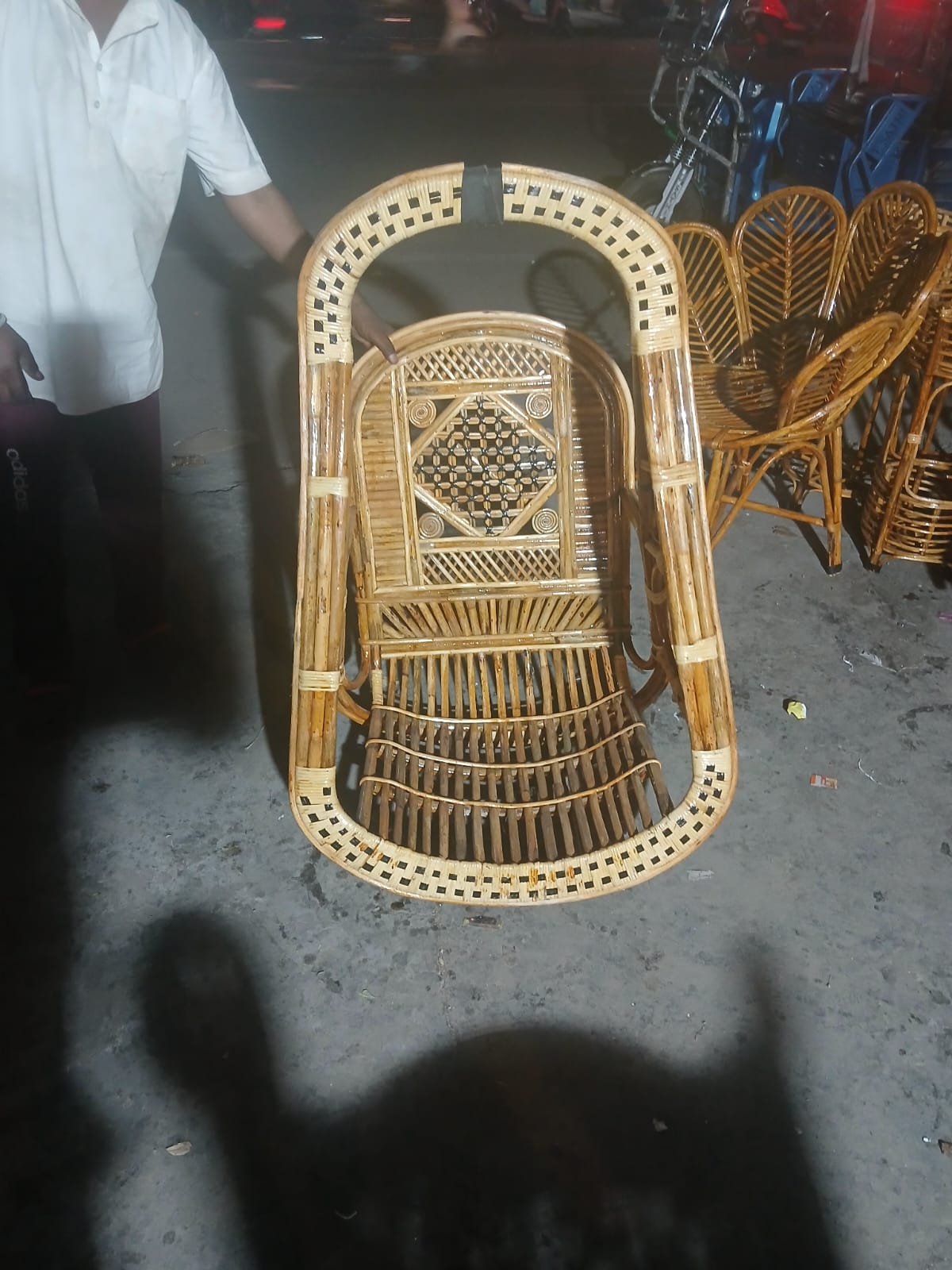 Bamboo Cane Hanging Swing/Jhula with Cushion & Chain for Adults and Kids | Indoor Outdoor Use | Handcrafted | 150 kg Capacity | Balcony, Garden, Living Room Jhula