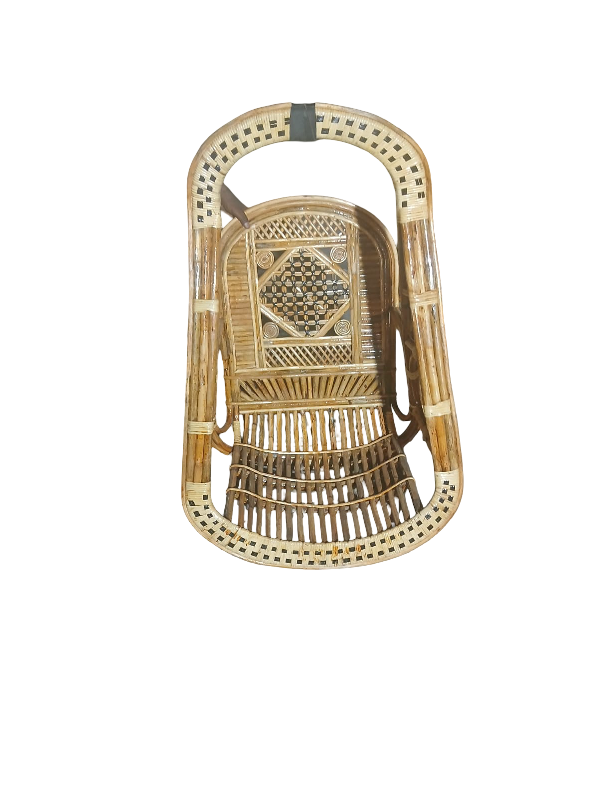 Bamboo Cane Hanging Swing/Jhula with Cushion & Chain for Adults and Kids | Indoor Outdoor Use | Handcrafted | 150 kg Capacity | Balcony, Garden, Living Room Jhula