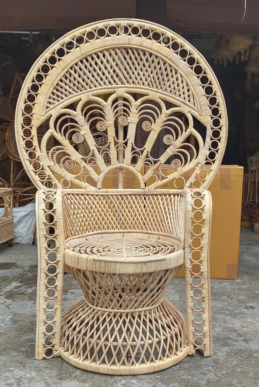 Rattan Bamboo Cane Peacock Chair,Marriage chair, Banquet Hall Chair, for Living Room with Seat Cushion