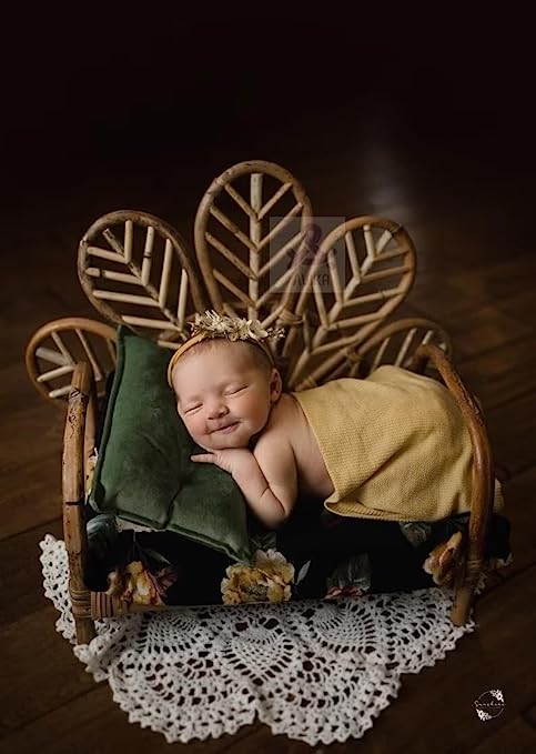 Bamboo Cane Flower Posing Basket – Perfect for Newborn & Baby Photography