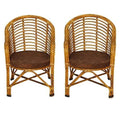 Bamboo Cane Chair,Kursi for Lawn Chair, Arm Chair, Room Chair, Cafe, Pubs, Bars, Restaurants, Indoor/Outdoor, Lawn, Cafeteria, Balcony,Garden. with Cushion | Set of 2