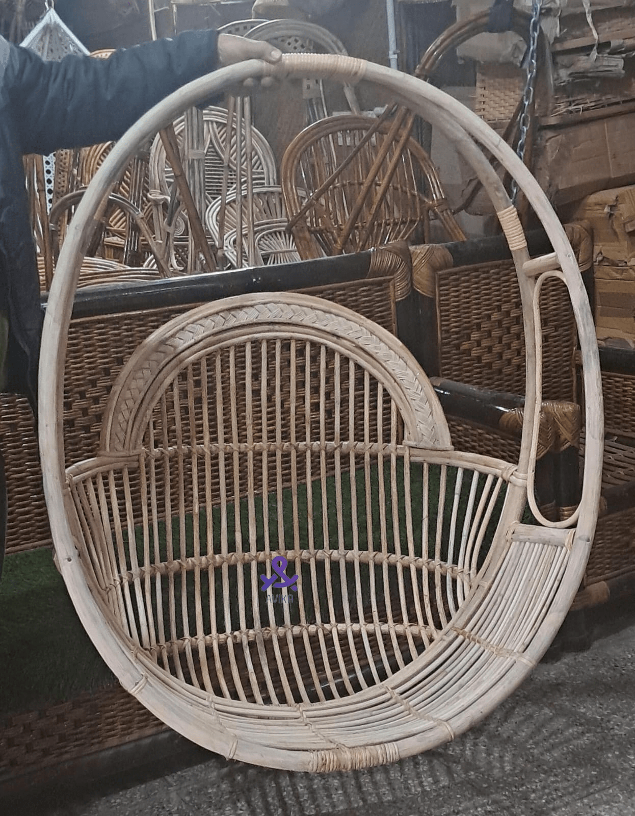 Cane Swing Hanging Chair, Jhula for All Ages – Kids & Adults (with Chain and Cushion)