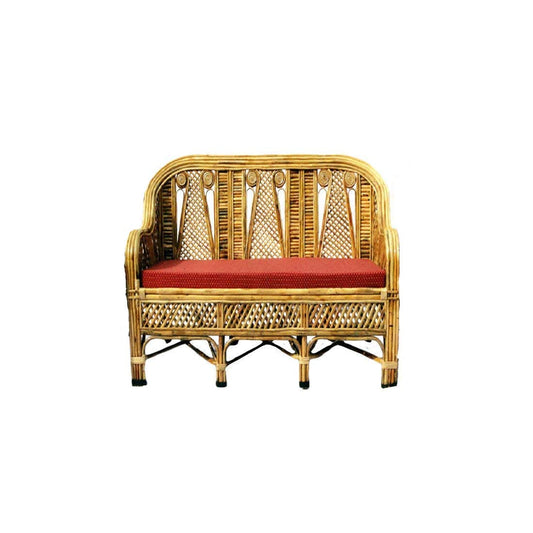 Cane Sofa Cum Couch with Cushion for Living Room - 3 Seater