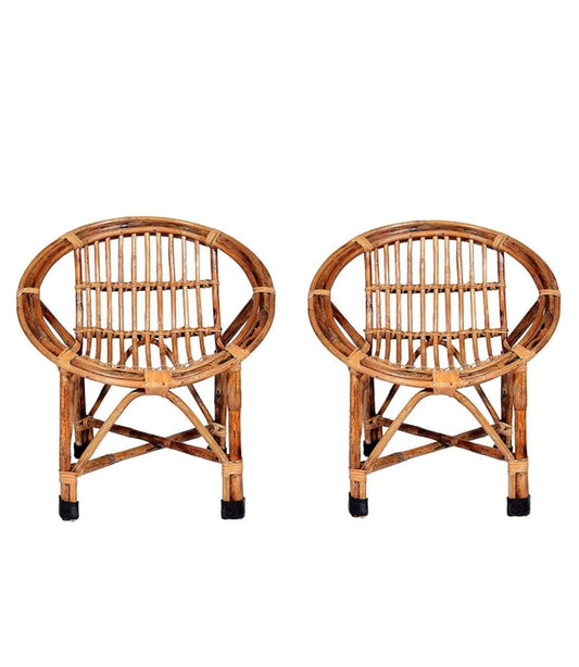 Cane Chair for Kids, Baby Chair, Children with Back Rest | Natural Cane Chair for Home | Kursi | Living Room, (Small) 1-10 Yr. (Pack of 2)