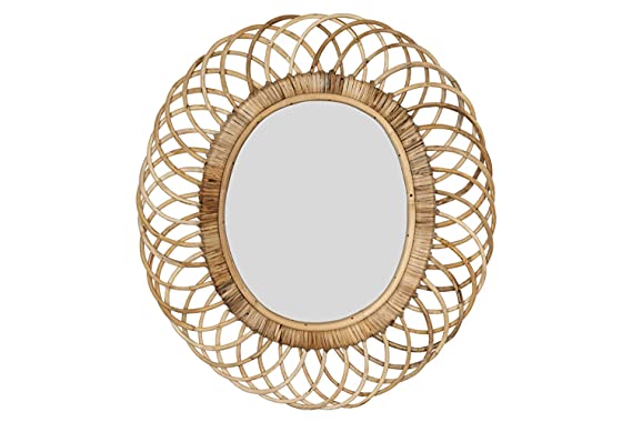 Cane Oval Shape Mirror for Wall Mount